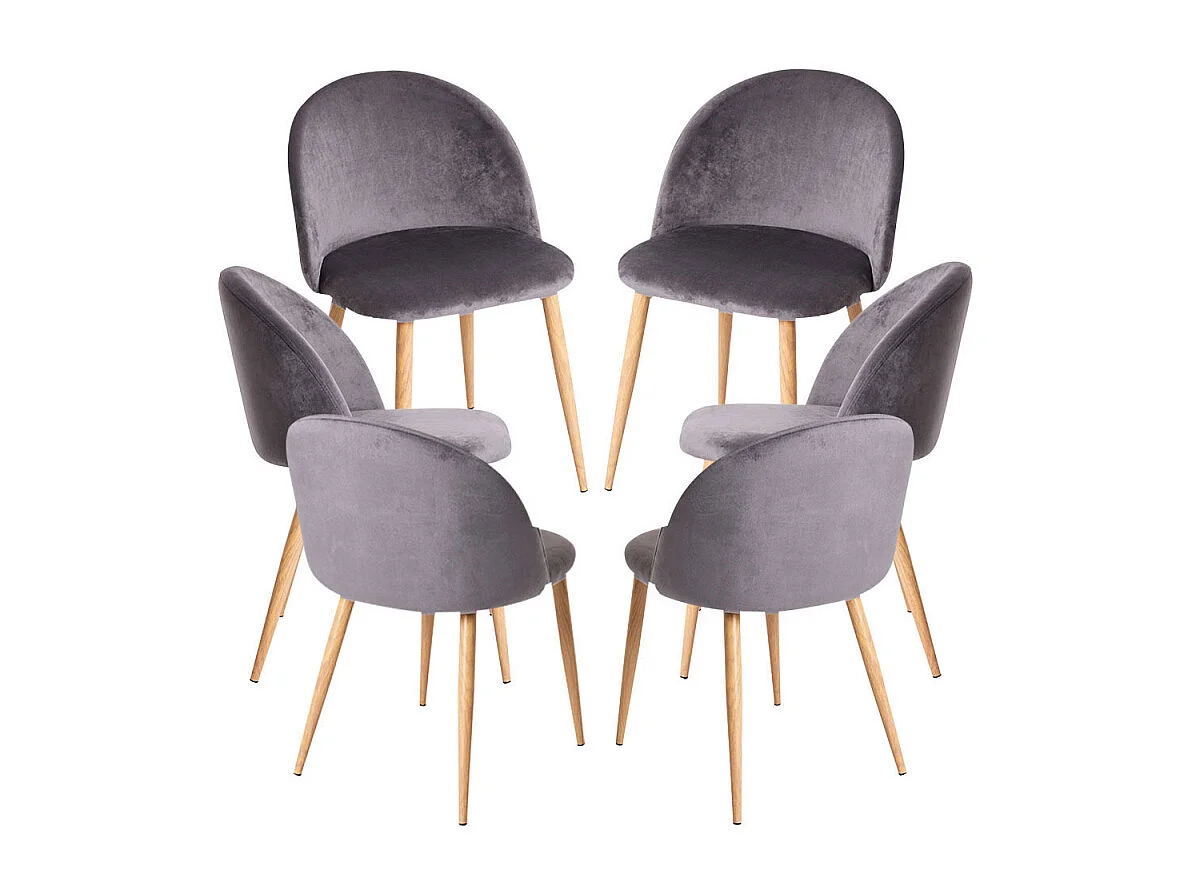Packs Sillas Comedor - Pack 6 Sillas Vint Terciopelo - Gris oscuro