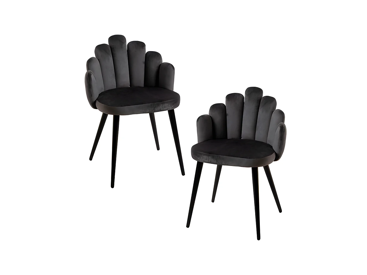 Packs Sillas Comedor - Pack 2 Sillas Hand Terciopelo Patas Negras - Gris oscuro