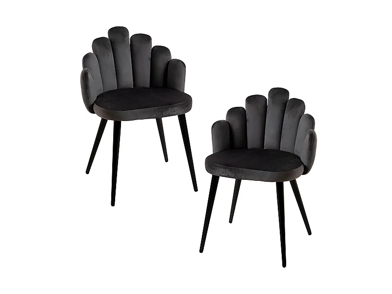 Packs Sillas Comedor - Pack 2 Sillas Hand Terciopelo Patas Negras - Gris oscuro
