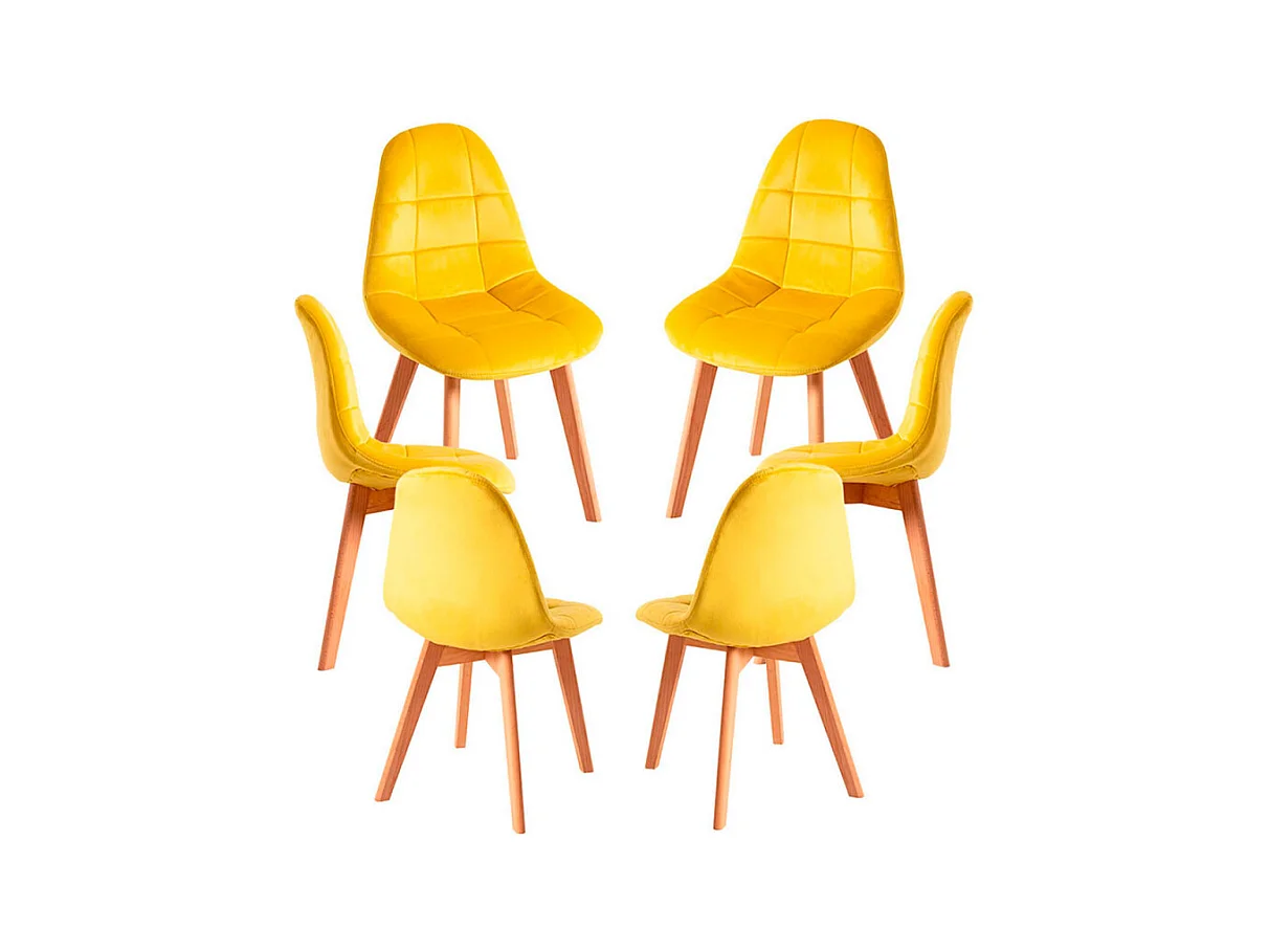 Packs Sillas Comedor - Pack 6 Sillas Kelen Terciopelo - Amarillo