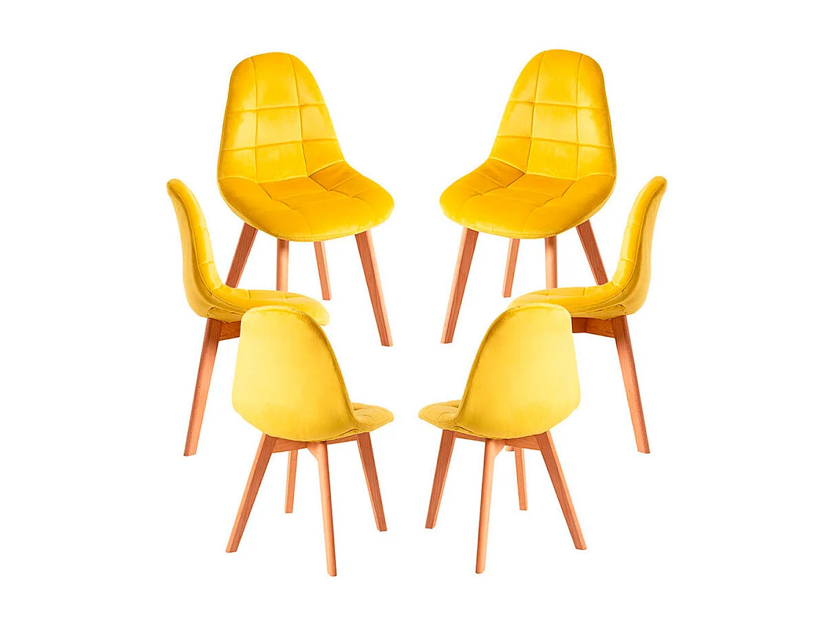 Packs Sillas Comedor - Pack 6 Sillas Kelen Terciopelo - Amarillo