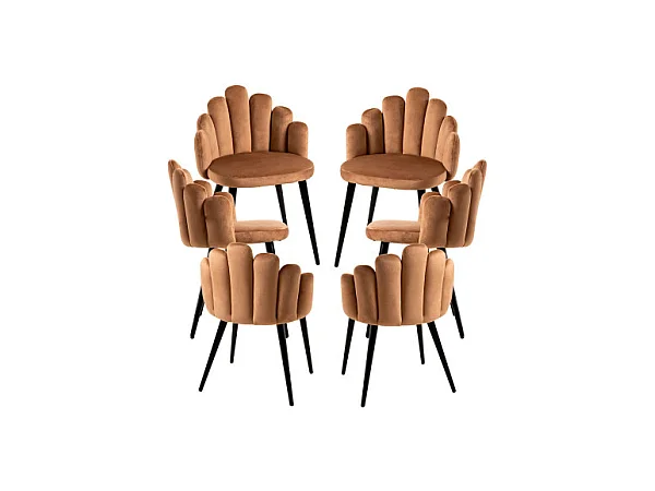 Packs Sillas Comedor - Pack 6 Sillas Hand Patas Negras Terciopelo - Marrón