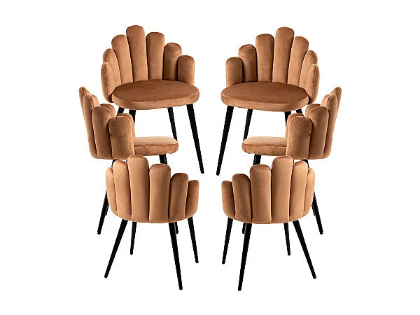Packs Sillas Comedor - Pack 6 Sillas Hand Patas Negras Terciopelo - Marrón