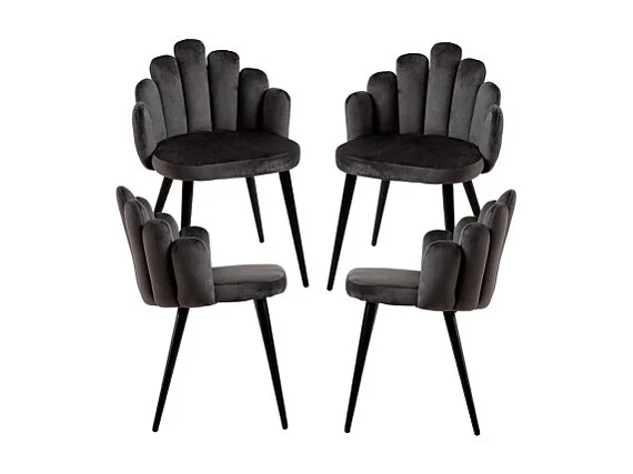 Packs Sillas Comedor - Pack 4 Sillas Hand Patas Negras Terciopelo - Gris oscuro