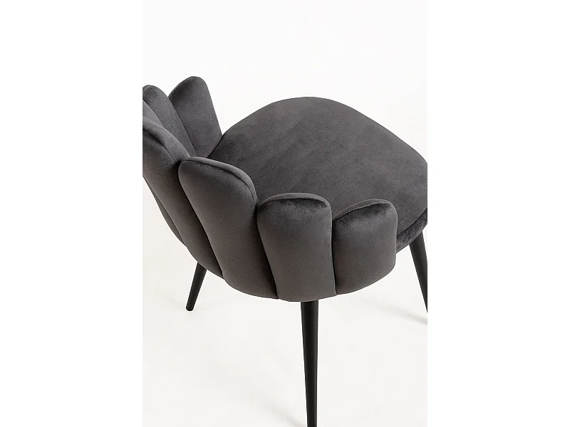 Packs Sillas Comedor - Pack 4 Sillas Hand Patas Negras Terciopelo - Gris oscuro
