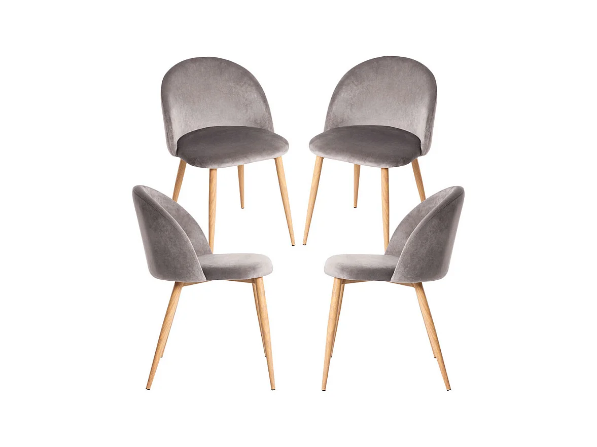 Packs Sillas Comedor - Pack 4 Sillas Vint Terciopelo - Gris