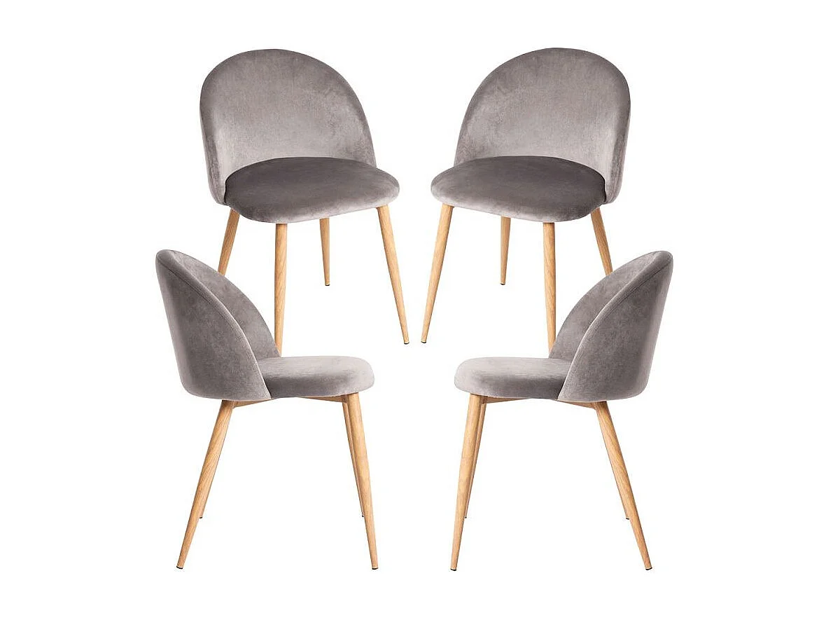 Packs Sillas Comedor - Pack 4 Sillas Vint Terciopelo - Gris