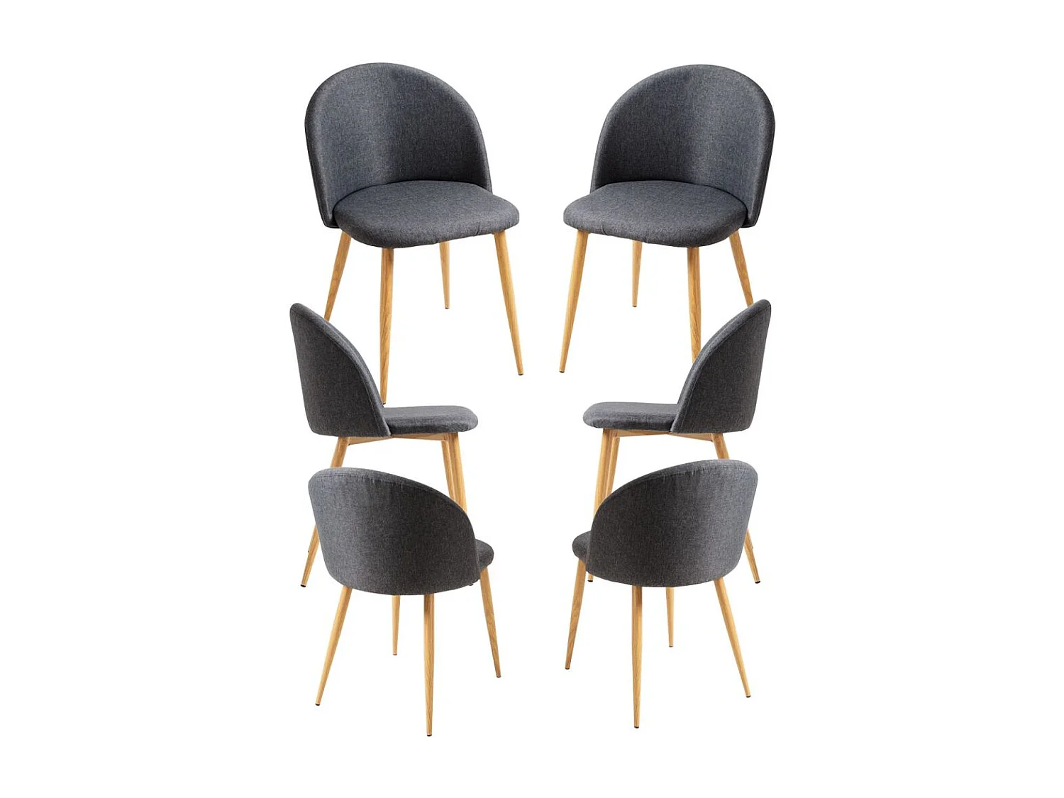 Packs Sillas Comedor - Pack 6 Sillas Vint Tela - Gris oscuro