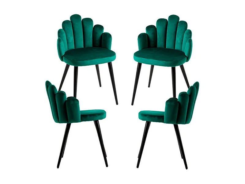 Packs Sillas Comedor - Pack 4 Sillas Hand Patas Negras Terciopelo - Verde