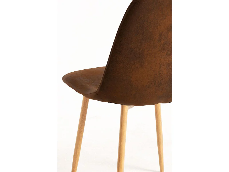 Sillas Comedor - Silla Teok Polipiel - Marrón Vintage