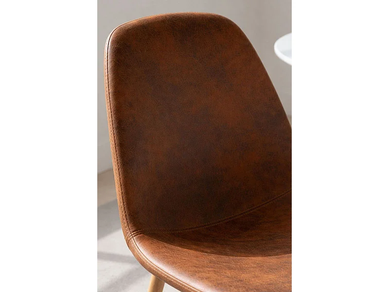 Sillas Comedor - Silla Teok Polipiel - Marrón Vintage