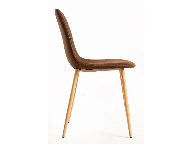 Sillas Comedor - Silla Teok Polipiel - Marrón Vintage