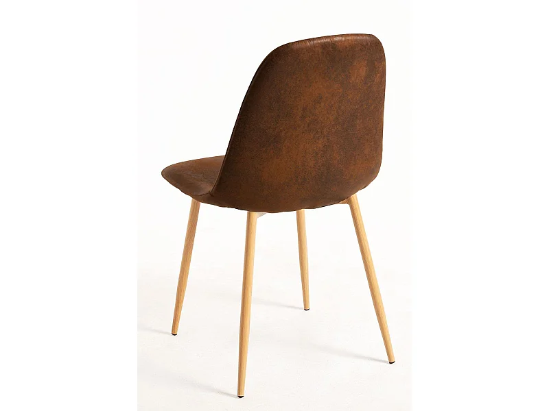 Sillas Comedor - Silla Teok Polipiel - Marrón Vintage