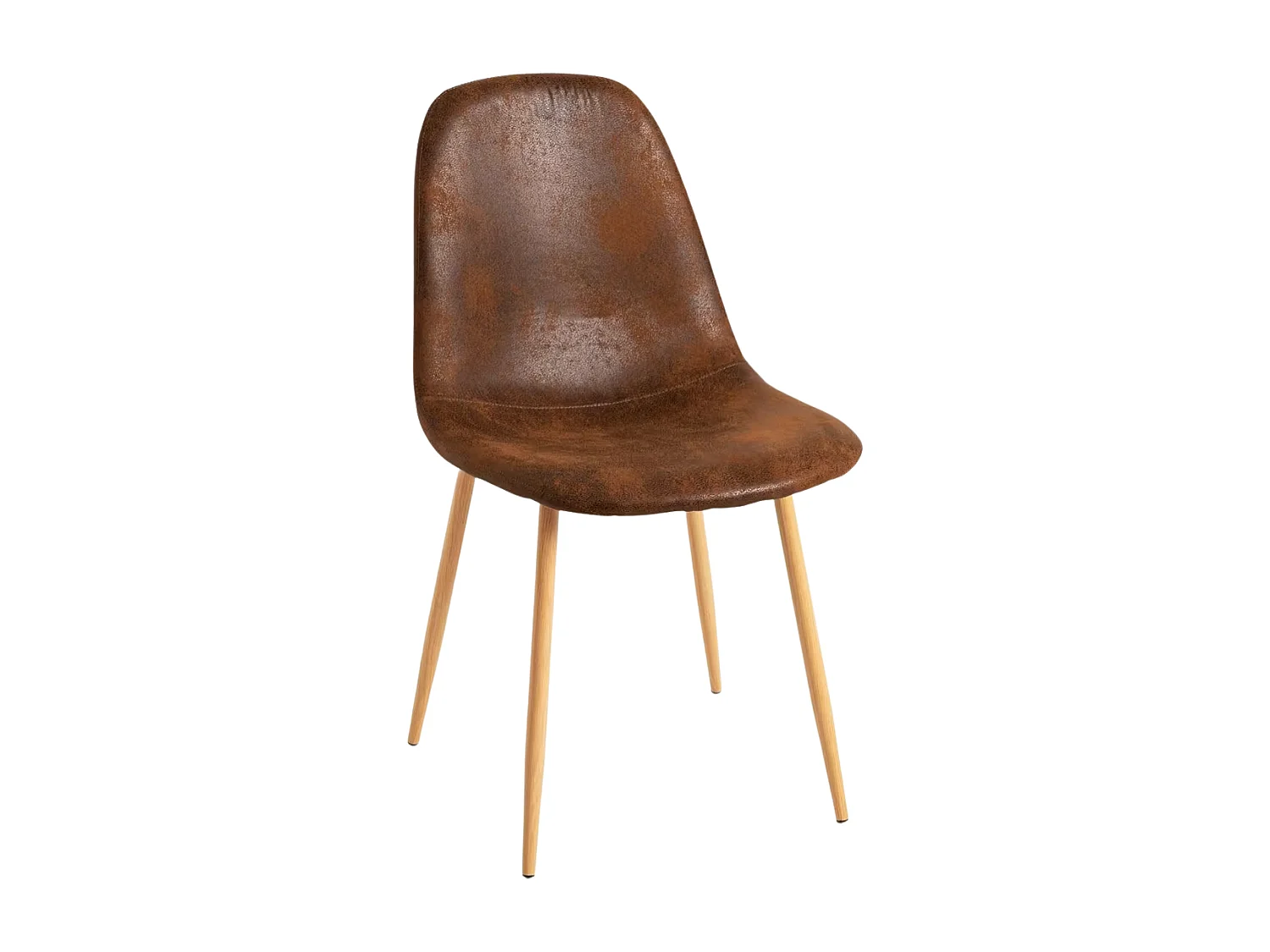 Sillas Comedor - Silla Teok Polipiel - Marrón Vintage