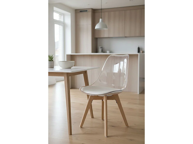 Sillas Comedor - Silla Synk Transparente Asiento - Blanco