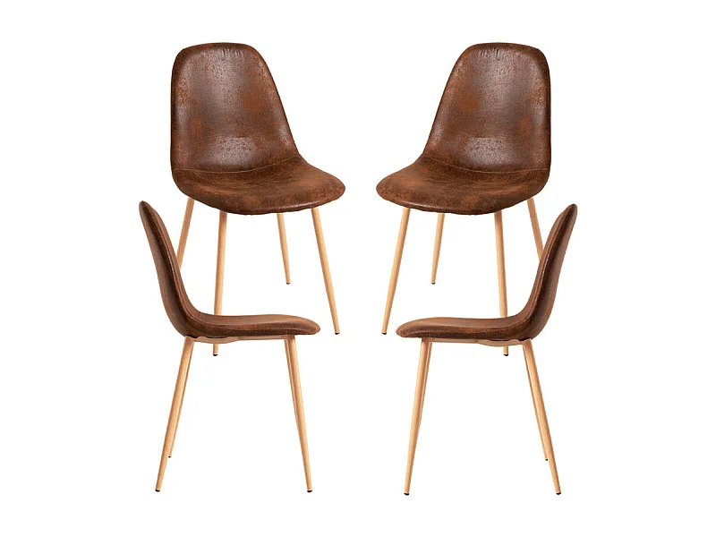Packs Sillas Comedor - Pack 4 Sillas Teok Polipiel - Marrón Vintage
