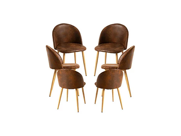 Packs Sillas Comedor - Pack 6 Sillas Vint Polipiel - Marrón Vintage