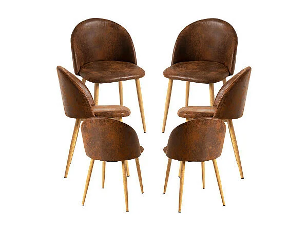Packs Sillas Comedor - Pack 6 Sillas Vint Polipiel - Marrón Vintage