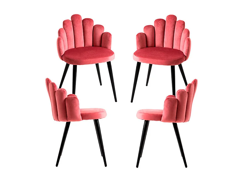 Packs Sillas Comedor - Pack 4 Sillas Hand Patas Negras Terciopelo - Rosa