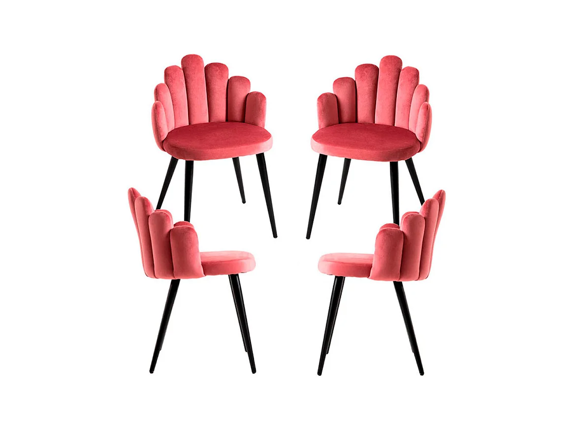 Packs Sillas Comedor - Pack 4 Sillas Hand Patas Negras Terciopelo - Rosa