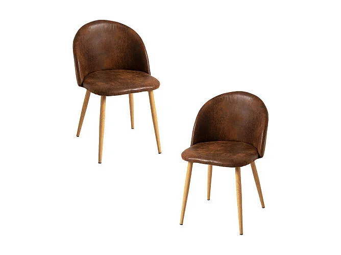 Packs Sillas Comedor - Pack 2 Sillas Vint Polipiel - Marrón Vintage