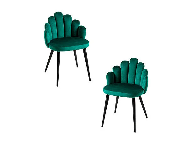 Packs Sillas Comedor - Pack 2 Sillas Hand Terciopelo Patas Negras - Verde