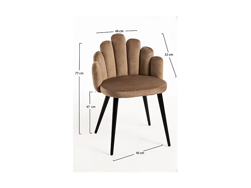 Packs Sillas Comedor - Pack 2 Sillas Hand Terciopelo Patas Negras - Marrón