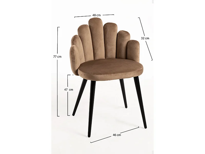 Packs Sillas Comedor - Pack 2 Sillas Hand Terciopelo Patas Negras - Marrón