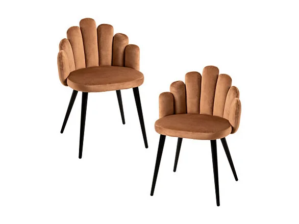 Packs Sillas Comedor - Pack 2 Sillas Hand Terciopelo Patas Negras - Marrón