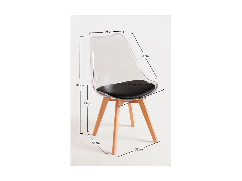Sillas Comedor - Silla Synk Transparente Asiento - Negro
