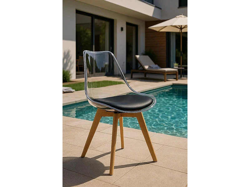 Sillas Comedor - Silla Synk Transparente Asiento - Negro