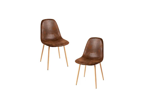 Packs Sillas Comedor - Pack 2 Sillas Teok Polipiel - Marrón Vintage