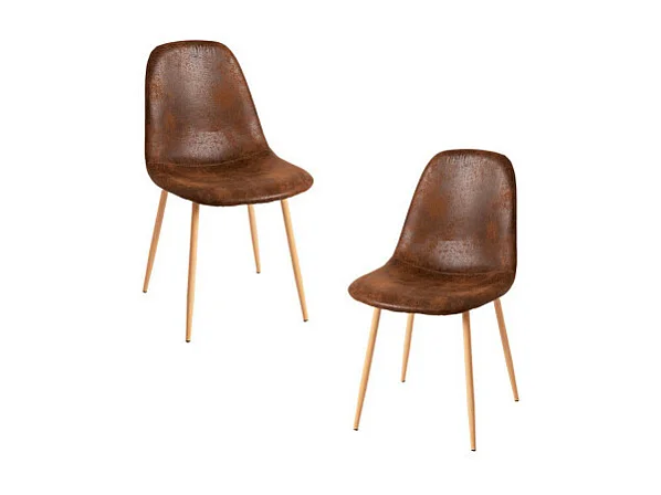 Packs Sillas Comedor - Pack 2 Sillas Teok Polipiel - Marrón Vintage