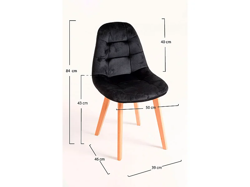 Sillas Comedor - Silla Kelen Terciopelo - Negro