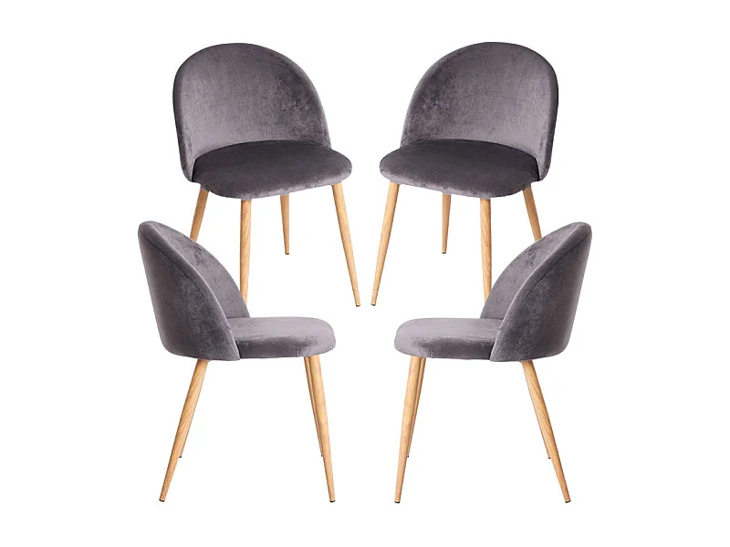 Packs Sillas Comedor - Pack 4 Sillas Vint Terciopelo - Gris oscuro