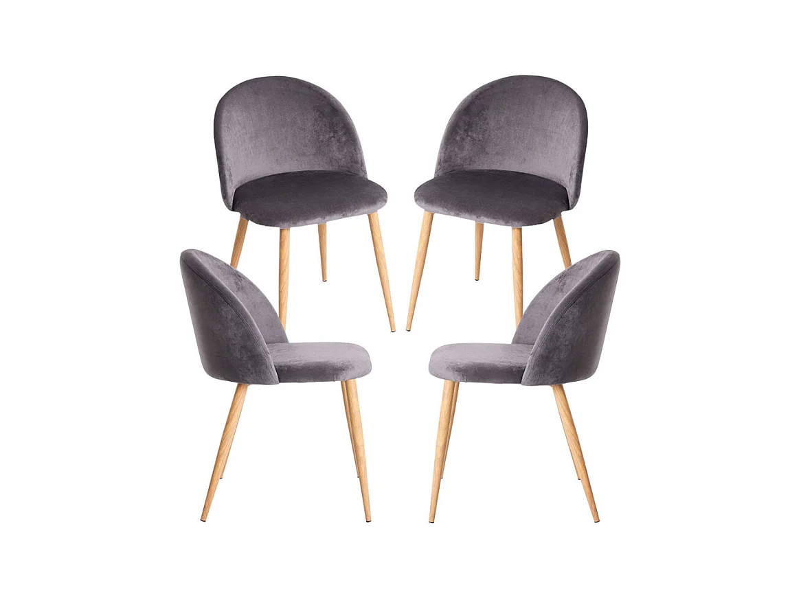 Packs Sillas Comedor - Pack 4 Sillas Vint Terciopelo - Gris oscuro