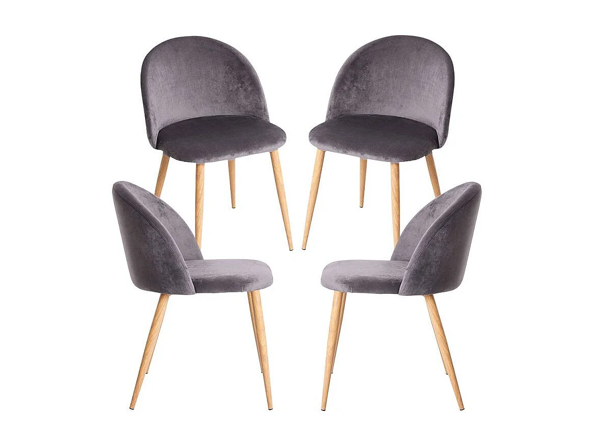 Packs Sillas Comedor - Pack 4 Sillas Vint Terciopelo - Gris oscuro