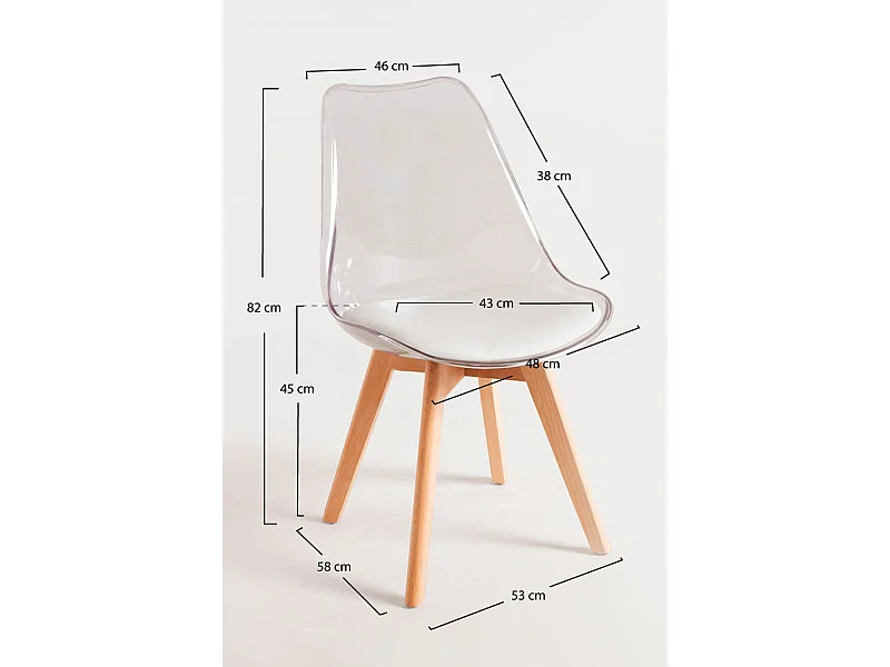 Packs Sillas Comedor - Pack 4 Sillas Synk Transparente Asiento - Blanco