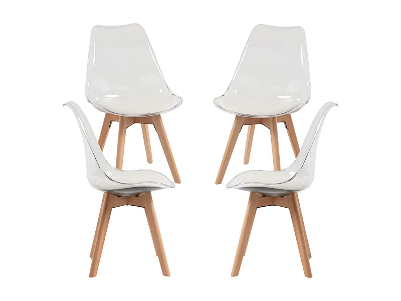 Packs Sillas Comedor - Pack 4 Sillas Synk Transparente Asiento - Blanco