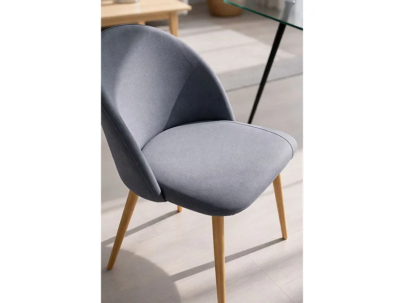 Sillas Comedor - Silla Vint Tela - Gris claro