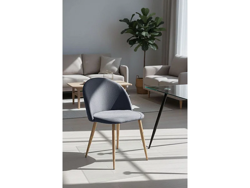 Sillas Comedor - Silla Vint Tela - Gris claro