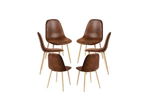 Packs Sillas Comedor - Pack 6 Sillas Teok Polipiel - Marrón Vintage