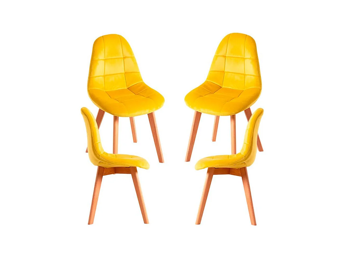 Packs Sillas Comedor - Pack 4 Sillas Kelen Terciopelo - Amarillo