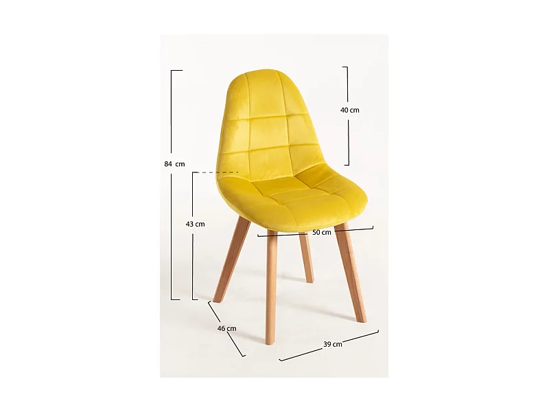 Packs Sillas Comedor - Pack 4 Sillas Kelen Terciopelo - Amarillo