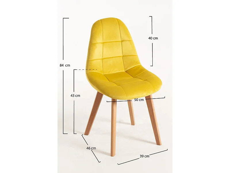 Packs Sillas Comedor - Pack 4 Sillas Kelen Terciopelo - Amarillo