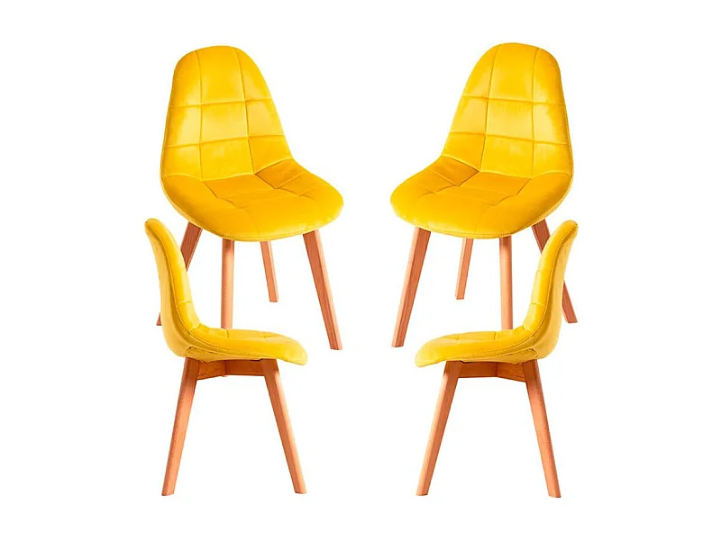 Packs Sillas Comedor - Pack 4 Sillas Kelen Terciopelo - Amarillo