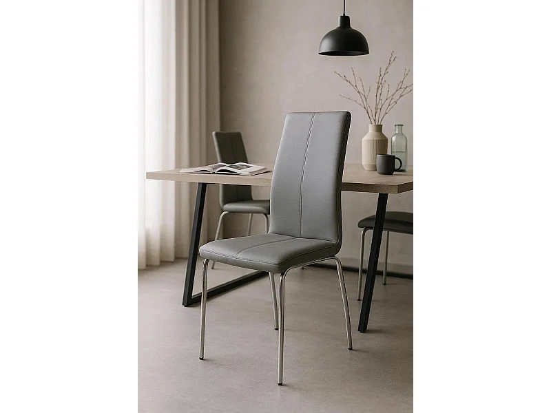 Sillas Comedor - Silla Humi Polipiel - Gris claro