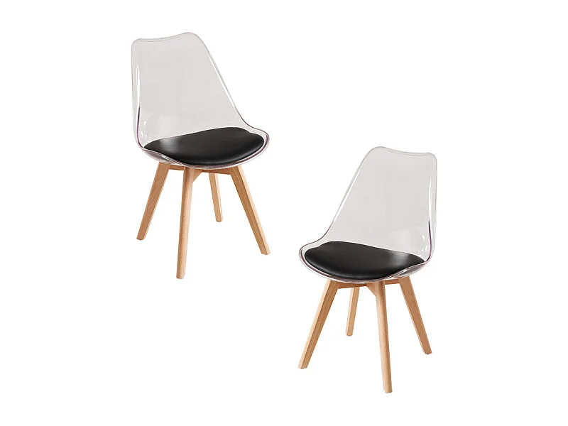 Packs Sillas Comedor - Pack 2 Sillas Synk Transparente Asiento - Negro