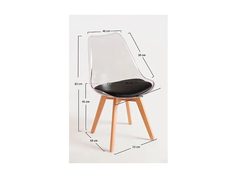 Packs Sillas Comedor - Pack 2 Sillas Synk Transparente Asiento - Negro