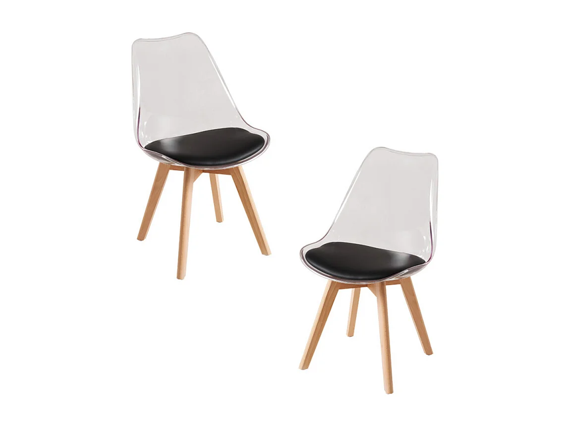 Packs Sillas Comedor - Pack 2 Sillas Synk Transparente Asiento - Negro